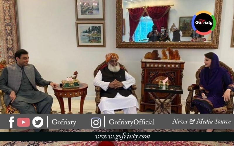 Maryam Nawaz Shareef Hamza Shabaz Shareef and Maulana Fazlu Rehman meeting at jati umra