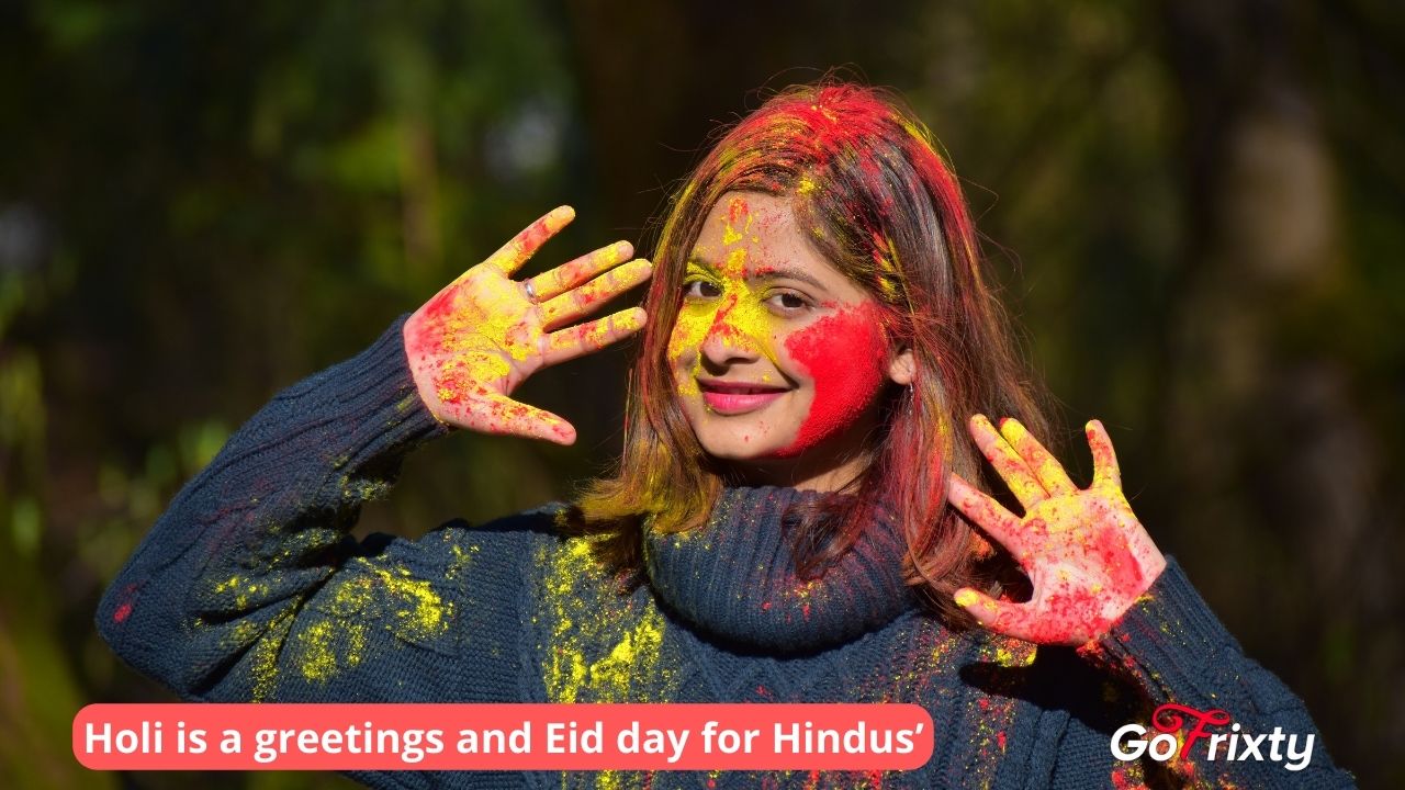 A girl celebrating Holi festival