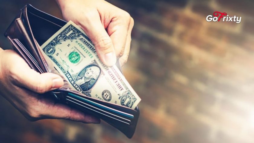 Dollars in a wallet - minimum wage