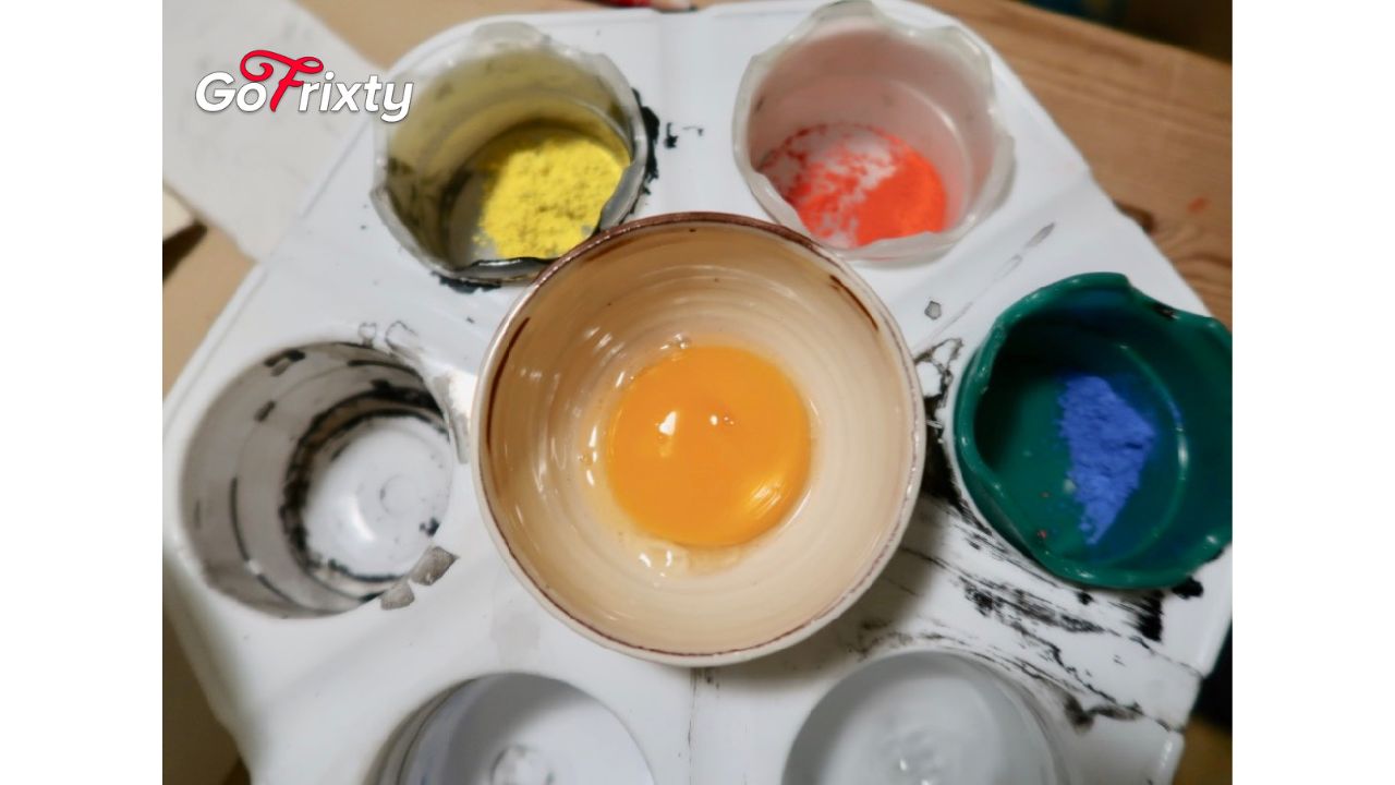 egg yolk in painting