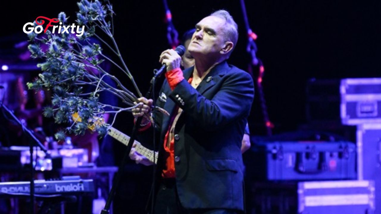 Morrissey singing in a live concert